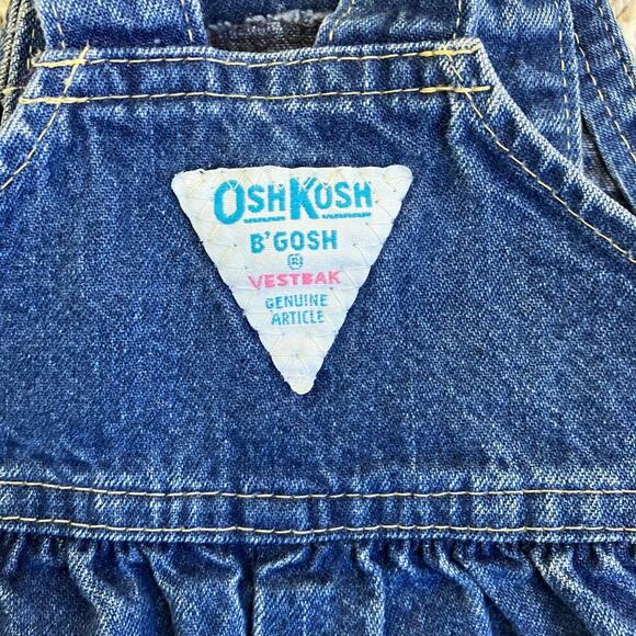 OshKosh Vintage 90s Bubble Leg Bib Style Denim Overalls USA Made Sz 12Mo - Picture 8 of 16